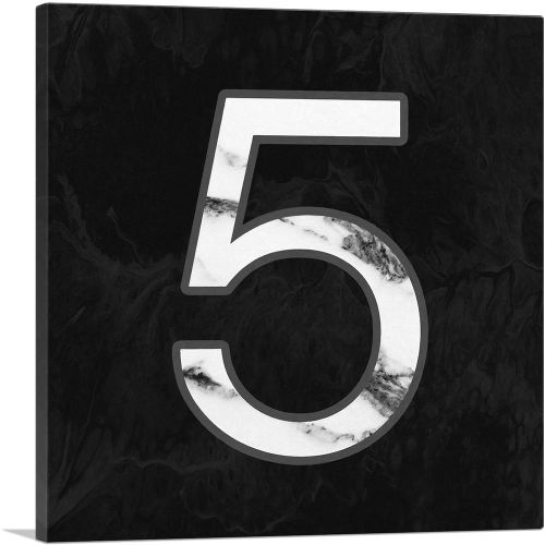 Classy Black White Marble Alphabet Number 5 Five Numeral