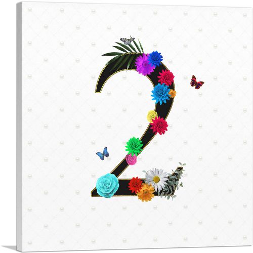 Flower Plant Butterfly Alphabet  Number 2 Two Numeral