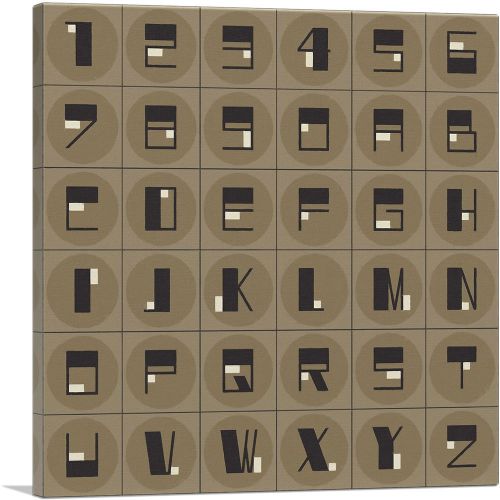 Beige Black Mid Century Modern Full Alphabet Square