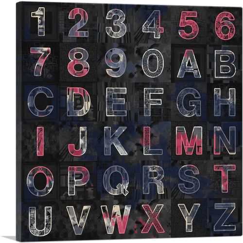 Cool Black Blue Red And White Square Alphabet