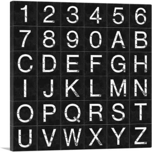 Marble Black & White Square Full Alphabet Grid
