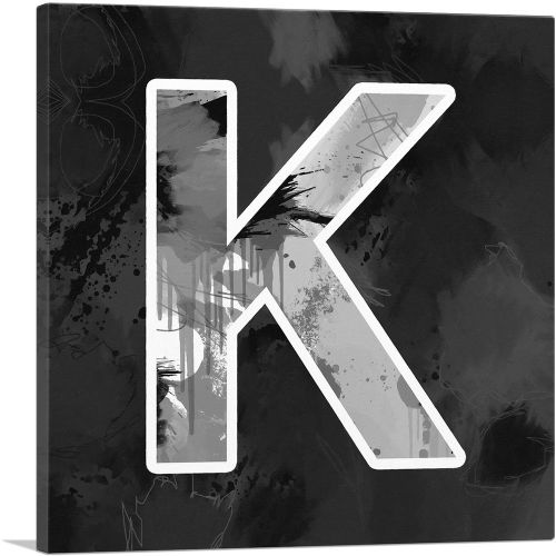 Modern Black White Alphabet Letter K
