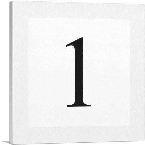 Modern Black and White Gray Serif Alphabet Number 1 One Numeral