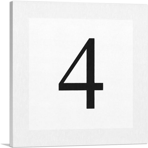 Modern Black and White Gray Serif Alphabet Number 4 Four Numeral