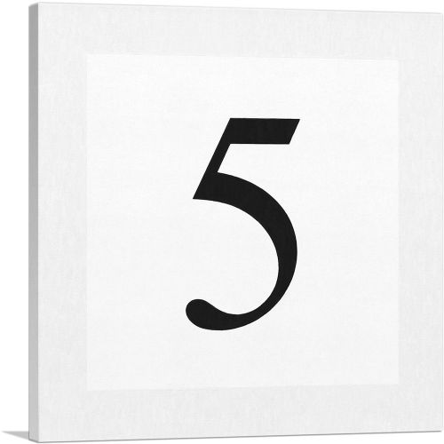 Modern Black and White Gray Serif Alphabet Number 5 Five Numeral