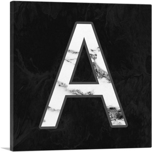 Classy Black White Marble Alphabet Letter A