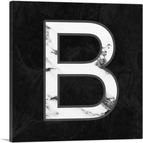 Classy Black White Marble Alphabet Letter B