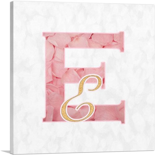 Chic Pink Gold Alphabet Letter E
