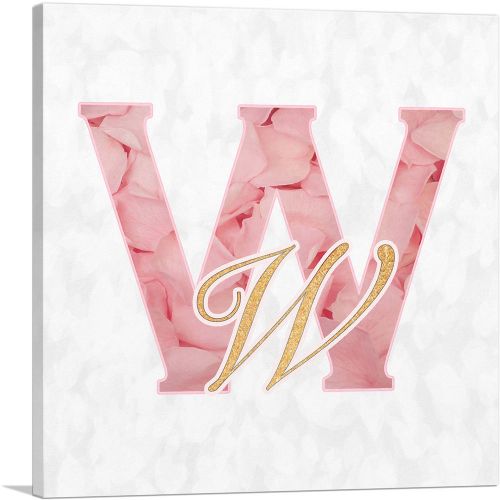 Chic Pink Gold Alphabet Letter W