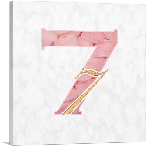 Chic Pink Gold Alphabet Number 7 Seven Numeral