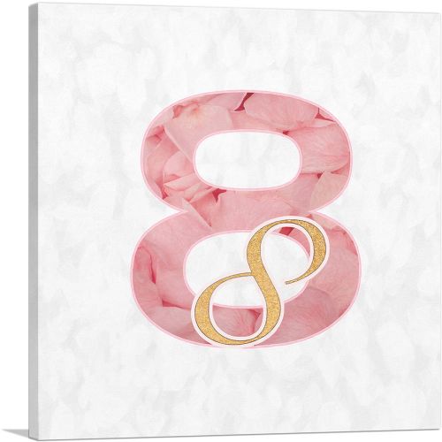 Chic Pink Gold Alphabet Number 8 Eight Numeral