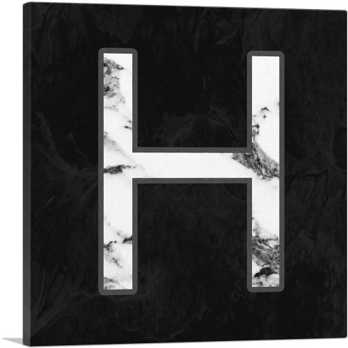 Classy Black White Marble Alphabet Letter H
