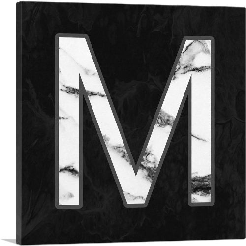Classy Black White Marble Alphabet Letter M