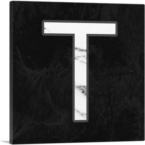 Classy Black White Marble Alphabet Letter T