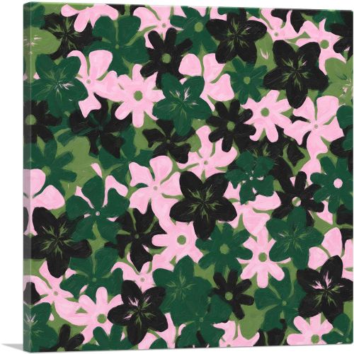 Army Green Pink Black Camo Camouflage Flowers Pattern