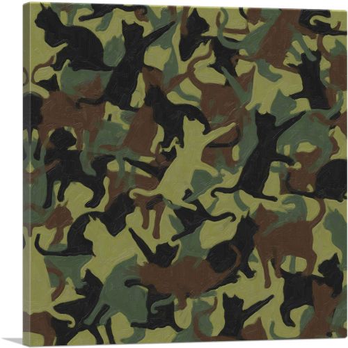 Army Green Brown Black Camo Camouflage Cat Kitten Pattern