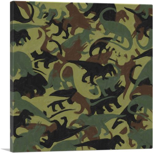Army Green Brown Black Camo Camouflage Dinosaur T Rex Pattern