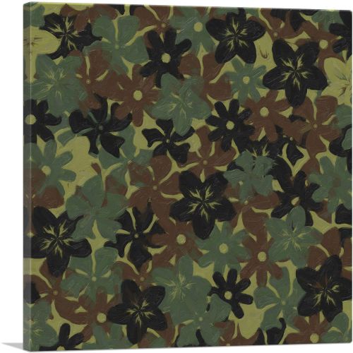 Army Green Brown Black Camo Camouflage Flowers Pattern