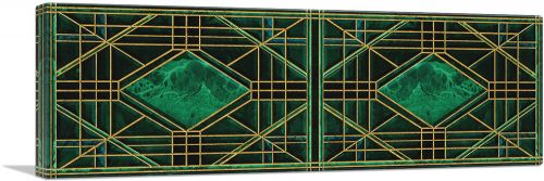 Art Deco Jade-Green Design on Black Panoramic