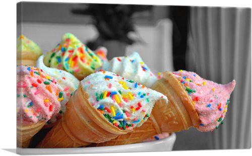 Colorful Ice Cream Cones Sprinkles