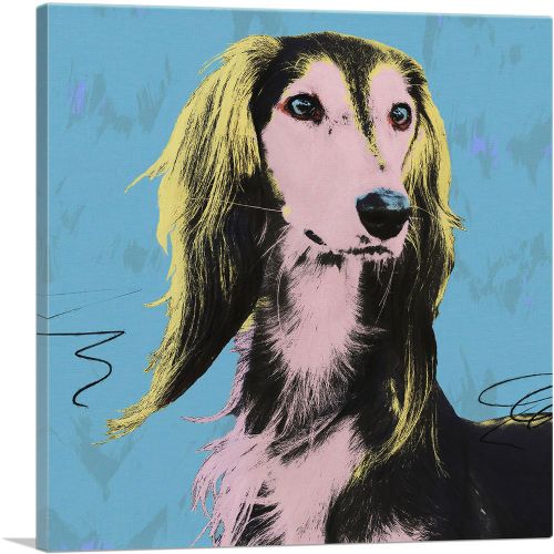Saluki Dog Breed Blue Yellow Pink Pop Art