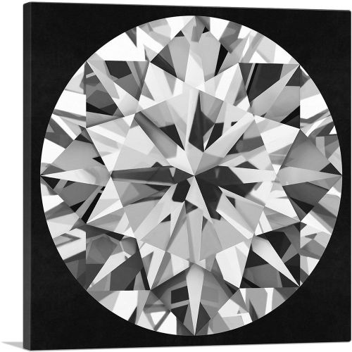 Gray White on Black Round Brilliant Cut Diamond Jewel
