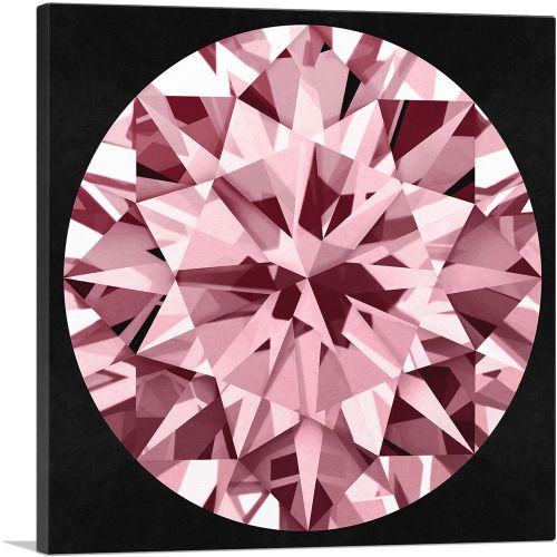 Hot Pink on Black Round Brilliant Cut Diamond Jewel