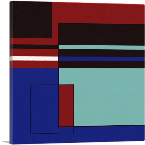Mid-Century Modern Red, Blue, and Black Composition No. 1