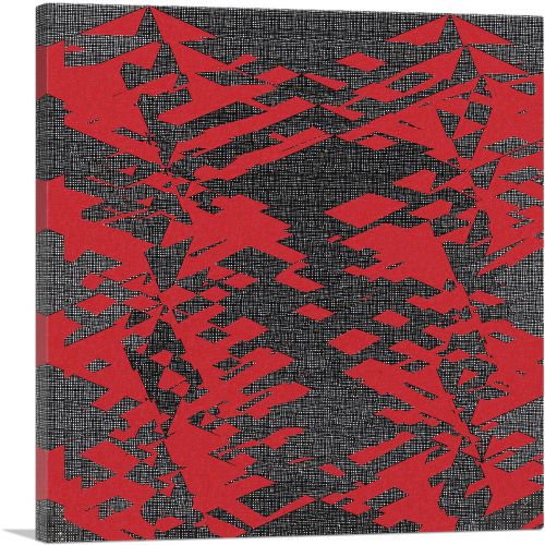 Modern Stark Red Glitched Shapes Over Scratchy Black Background