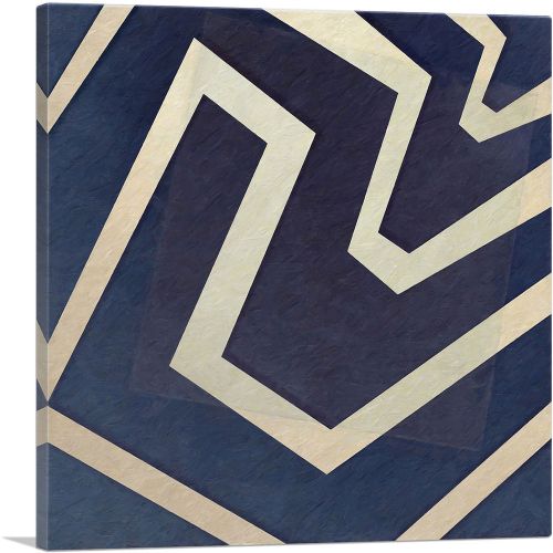 Navy Blue Square With Ivory Lines