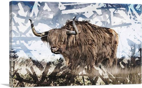 Bull In Field Painting Home decor