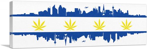 Las Vegas City Nevada Flag Weed Leaf Pot Marijuana Cannabis