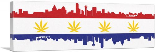 Dallas City Texas Flag Weed Leaf Pot Marijuana Cannabis