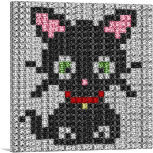 Cute Black Cat Kitten Jewel Pixel