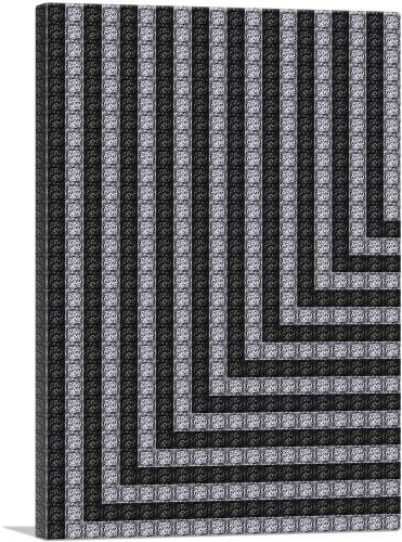 Modern Contemporary Black White Jewel Lines Pixel