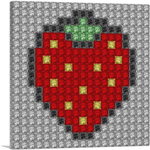 Red Strawberry Fruit Emoticon Jewel Pixel