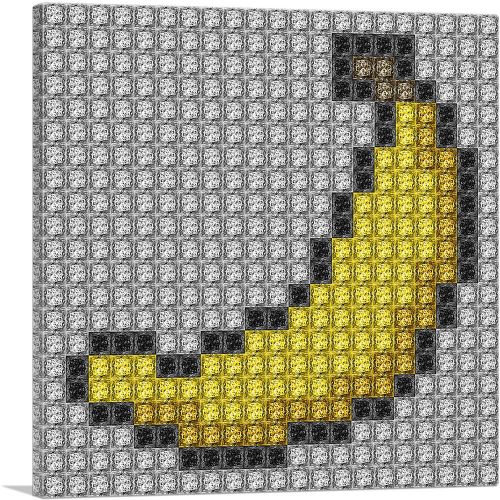 Yellow Banana Fruit Emoticon Jewel Pixel