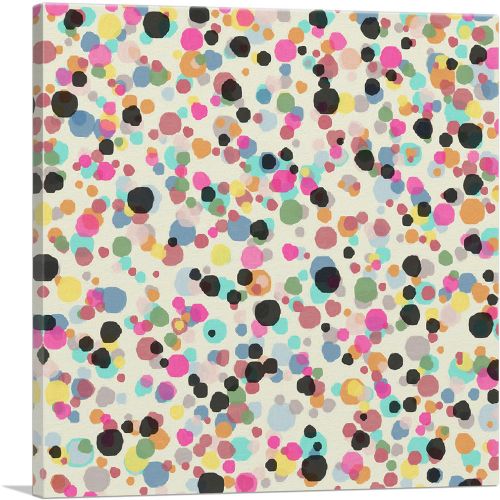 Pink Teal Black Yellow Spots Square