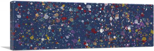 Yellow Red White Spots Navy Blue Panoramic