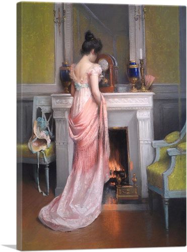 A Young Woman In Front Of a Fireplace