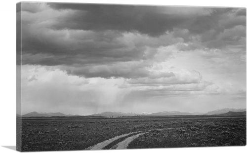 Roadway and Clouded Sky Near Grand Teton National Park - Wyoming