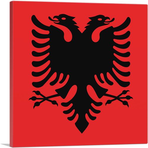Flag of Albania Country in the Balkans Red Square