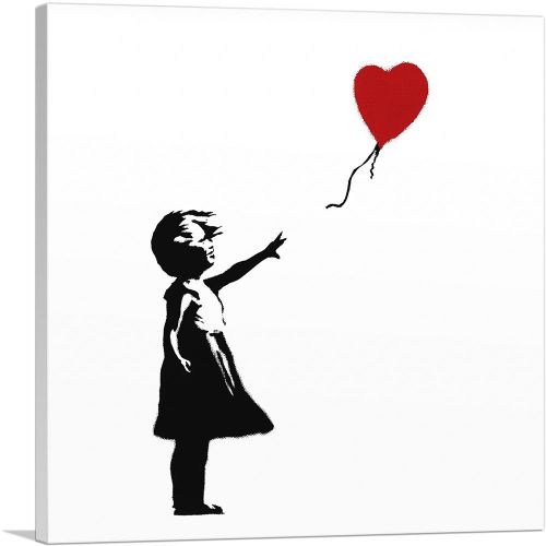 Girl with Balloon (white background Square)