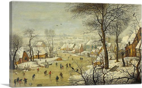 Winter Landscape with Ice Skaters and a Bird Trap 1565
