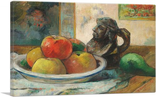 Still Life with Apples, a Pear, and a Ceramic Portrait Jug 1889