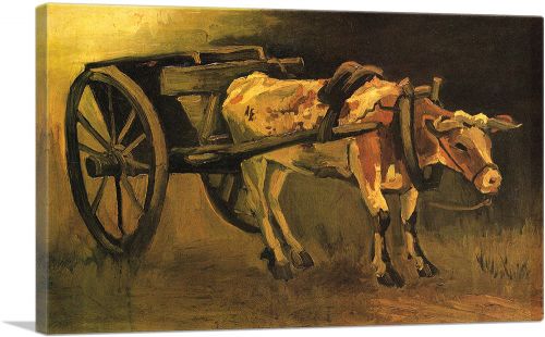 Cart with Red and White Ox 1884