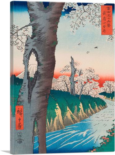 River and Cherry Blossoms - Fuji Sanju Rokkei 1858