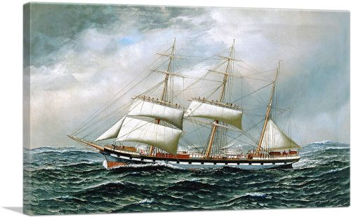 The Norwegian Bark Superb Shortening Sail in Mid-Ocean 1904