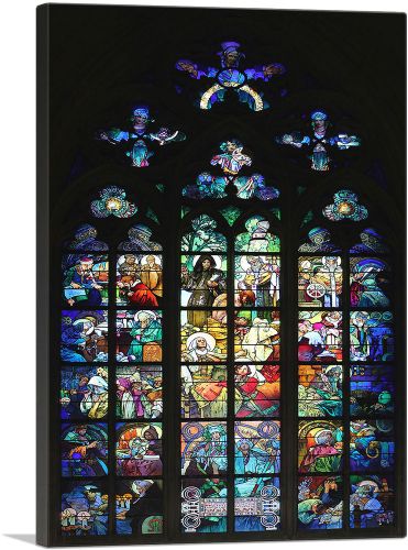 Glass Window of Alphonse Mucha in the St. Vitus Cathedral