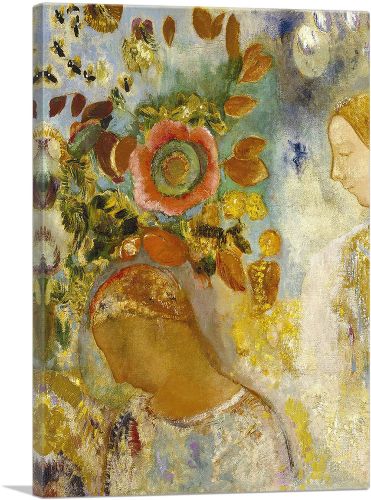 Two Young Girls Among Flowers 1912